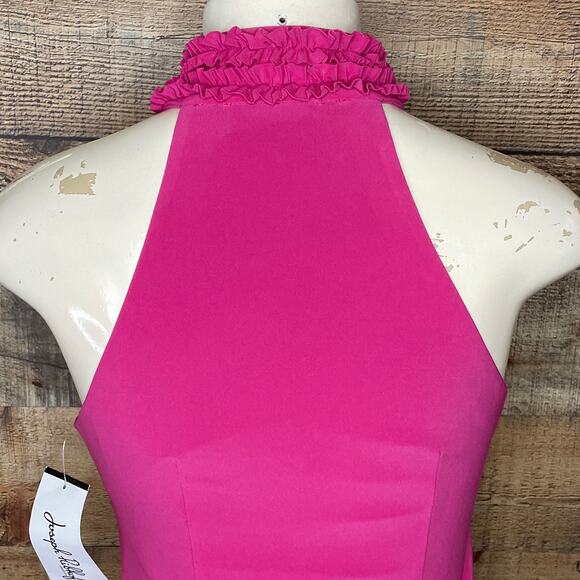 Joseph Ribkoff Sleeveless Ruffle Keyhole Neckline Dress Fuchsia Pink Size 4 NWT - Picture 5 of 10